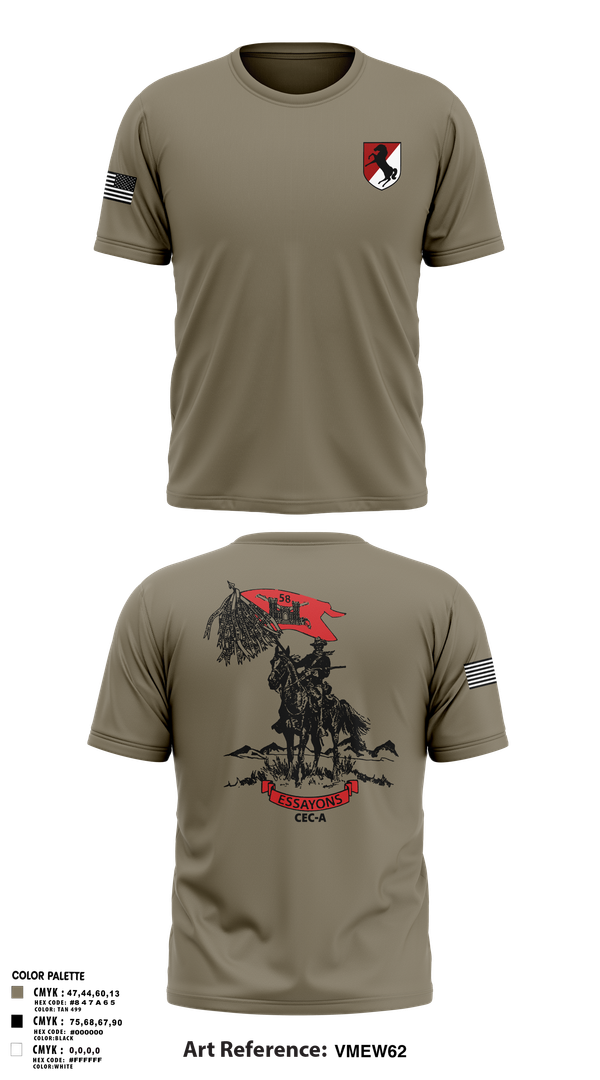 Old School Cotton Feel Shirt, 58th CEC-A, Army, Teamtime, Team time, sublimation, custom sports apparel, team uniforms, spirit wear, spiritwear, sports uniforms, custom shirts, team store, custom team store, fundraiser sports, apparel fundraiser