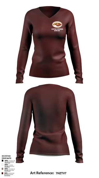 Womens Long Sleeve Vneck Shirt, Central Regional High School Bowling, Bowling, Teamtime, Team time, sublimation, custom sports apparel, team uniforms, spirit wear, spiritwear, sports uniforms, custom shirts, team store, custom team store, fundraiser sports, apparel fundraiser