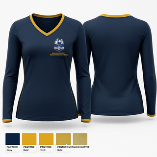Womens Long Sleeve Vneck Shirt, Naches Valley Ranger Track & Field, Track & Field, Teamtime, Team time, sublimation, custom sports apparel, team uniforms, spirit wear, spiritwear, sports uniforms, custom shirts, team store, custom team store, fundraiser sports, apparel fundraiser