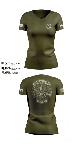 Womens Short Sleeve Vneck Shirt, SOD Covert, Police, Teamtime, Team time, sublimation, custom sports apparel, team uniforms, spirit wear, spiritwear, sports uniforms, custom shirts, team store, custom team store, fundraiser sports, apparel fundraiser