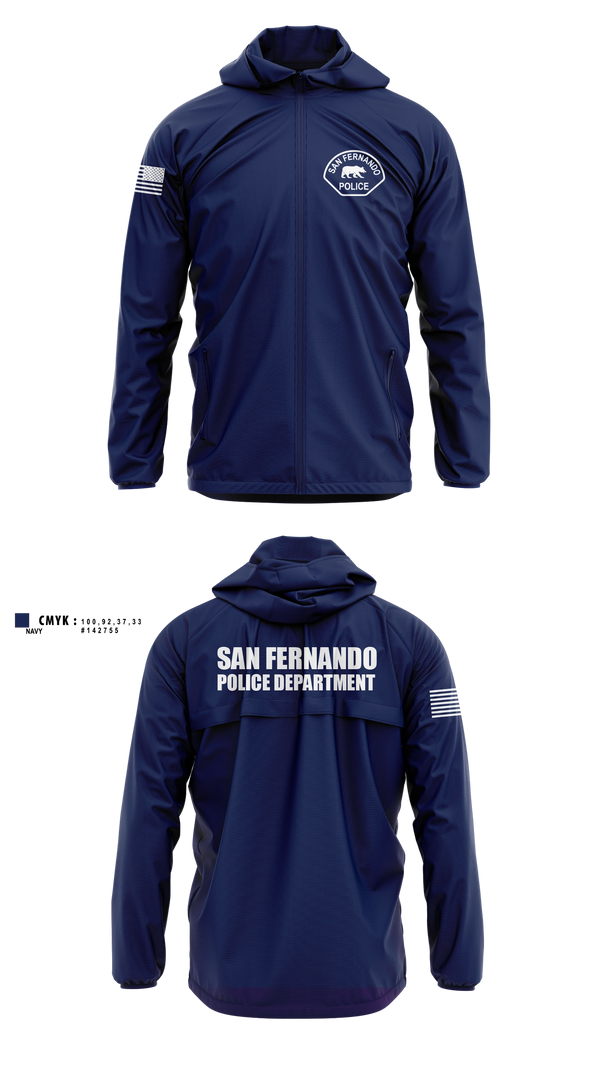 Windbreaker, San Fernando Police Department, Police, Teamtime, Team time, sublimation, custom sports apparel, team uniforms, spirit wear, spiritwear, sports uniforms, custom shirts, team store, custom team store, fundraiser sports, apparel fundraiser