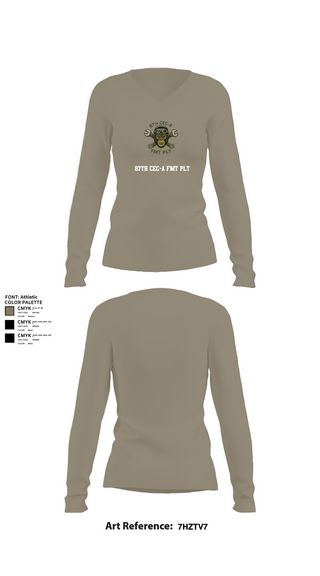 Womens Long Sleeve Vneck Shirt, 87th CEC-A FMT PLT, , Teamtime, Team time, sublimation, custom sports apparel, team uniforms, spirit wear, spiritwear, sports uniforms, custom shirts, team store, custom team store, fundraiser sports, apparel fundraiser