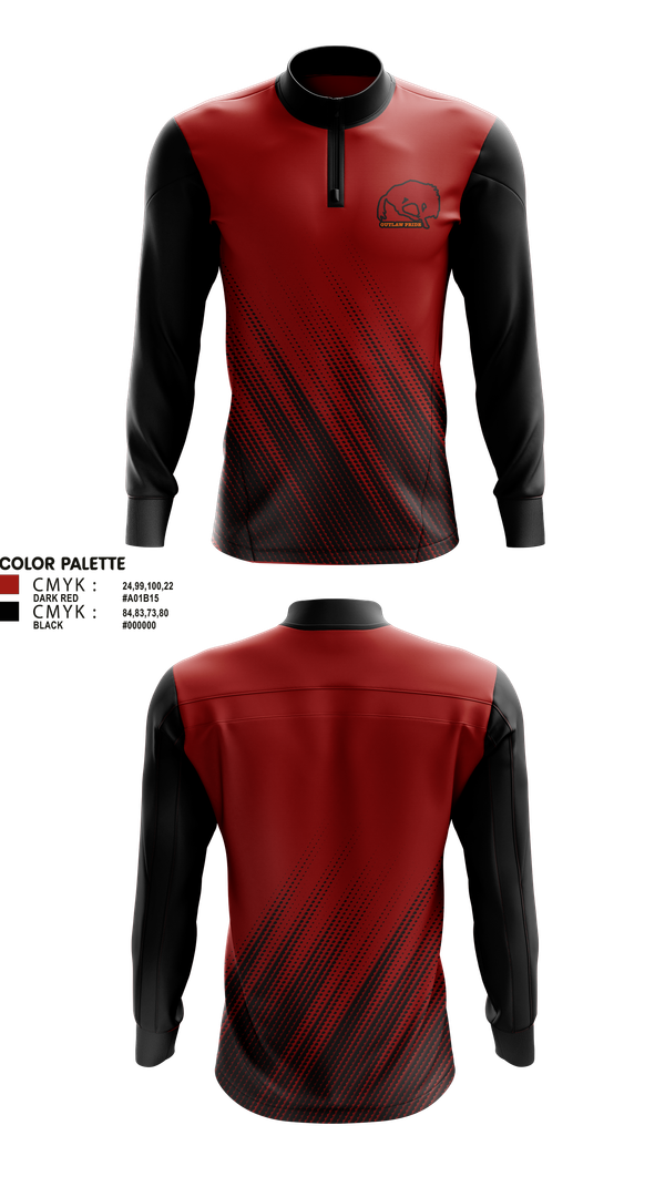 Quarter Zip Jacket, Rawlins Outlaws, Wrestling, Teamtime, Team time, sublimation, custom sports apparel, team uniforms, spirit wear, spiritwear, sports uniforms, custom shirts, team store, custom team store, fundraiser sports, apparel fundraiser