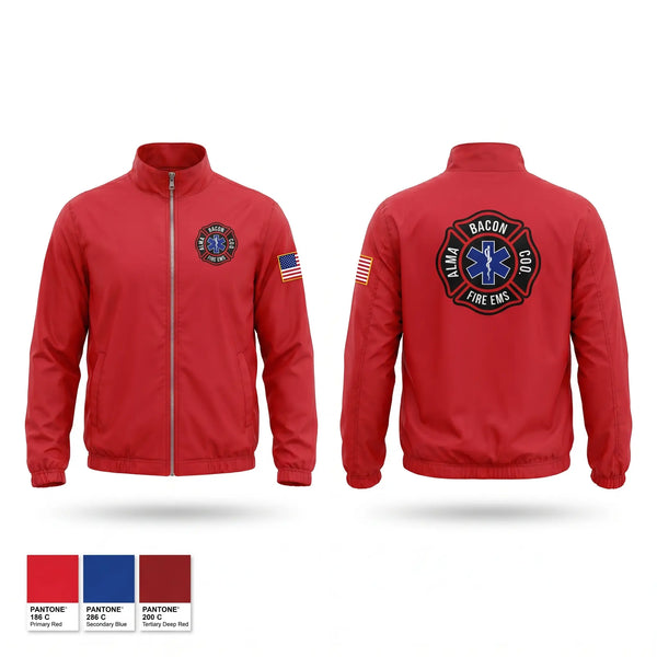 Windbreaker, BACON FIRE DEPARTMENT, Fire Department, Teamtime, Team time, sublimation, custom sports apparel, team uniforms, spirit wear, spiritwear, sports uniforms, custom shirts, team store, custom team store, fundraiser sports, apparel fundraiser