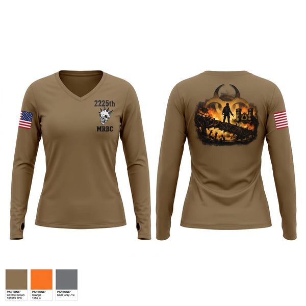 Womens Long Sleeve Vneck Shirt, 2225th MRBC, National Guard, Teamtime, Team time, sublimation, custom sports apparel, team uniforms, spirit wear, spiritwear, sports uniforms, custom shirts, team store, custom team store, fundraiser sports, apparel fundraiser