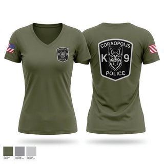 Womens Short Sleeve Vneck Shirt, Coraopolis Police K9 Unit, Police, Teamtime, Team time, sublimation, custom sports apparel, team uniforms, spirit wear, spiritwear, sports uniforms, custom shirts, team store, custom team store, fundraiser sports, apparel fundraiser