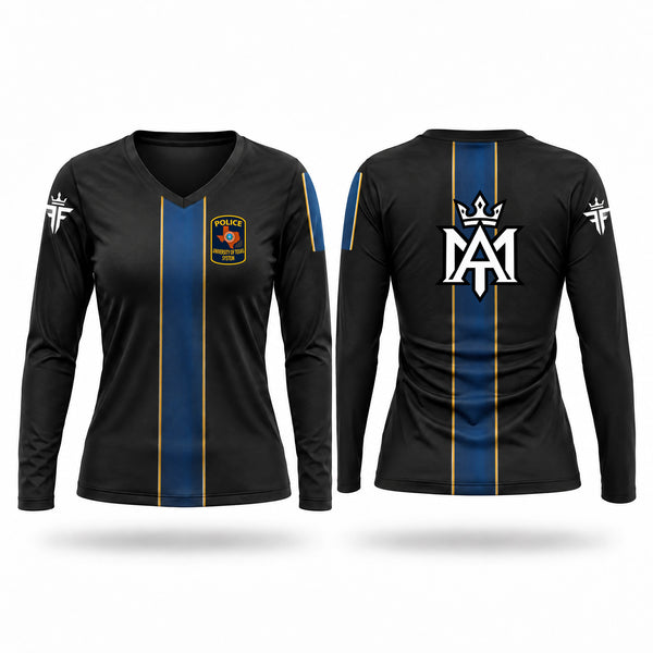 Womens Long Sleeve Vneck Shirt, UTSW POLICE, Police, Teamtime, Team time, sublimation, custom sports apparel, team uniforms, spirit wear, spiritwear, sports uniforms, custom shirts, team store, custom team store, fundraiser sports, apparel fundraiser