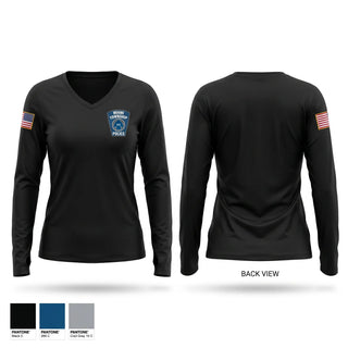 Womens Long Sleeve Vneck Shirt, Miami Township Police K9, Police, Teamtime, Team time, sublimation, custom sports apparel, team uniforms, spirit wear, spiritwear, sports uniforms, custom shirts, team store, custom team store, fundraiser sports, apparel fundraiser