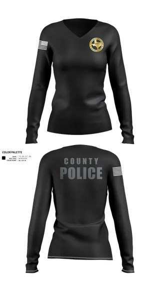 Womens Long Sleeve Vneck Shirt, Nueces County Constable PCT4, , Teamtime, Team time, sublimation, custom sports apparel, team uniforms, spirit wear, spiritwear, sports uniforms, custom shirts, team store, custom team store, fundraiser sports, apparel fundraiser