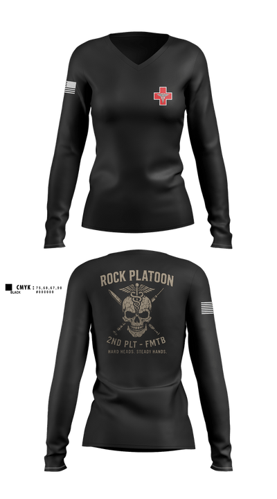FMTB-E 2ND PLATOON 20903641 Women's Long Sleeve V-neck Shirt - 1