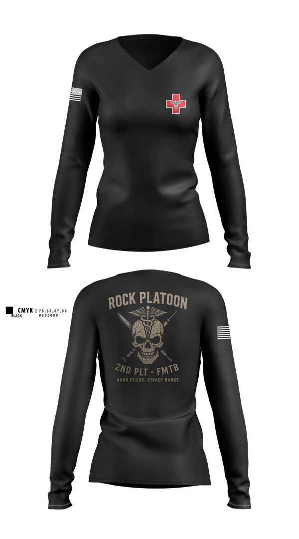 Womens Long Sleeve Vneck Shirt, FMTB-E 2ND PLATOON, , Teamtime, Team time, sublimation, custom sports apparel, team uniforms, spirit wear, spiritwear, sports uniforms, custom shirts, team store, custom team store, fundraiser sports, apparel fundraiser