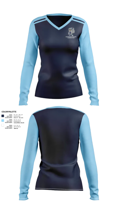 Oakwood-Windsor Elementary 34319944 Women's Long Sleeve V-neck Shirt - 20