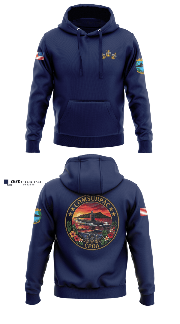 Hoodie, COMSUBPAC CPOA, Navy, Teamtime, Team time, sublimation, custom sports apparel, team uniforms, spirit wear, spiritwear, sports uniforms, custom shirts, team store, custom team store, fundraiser sports, apparel fundraiser
