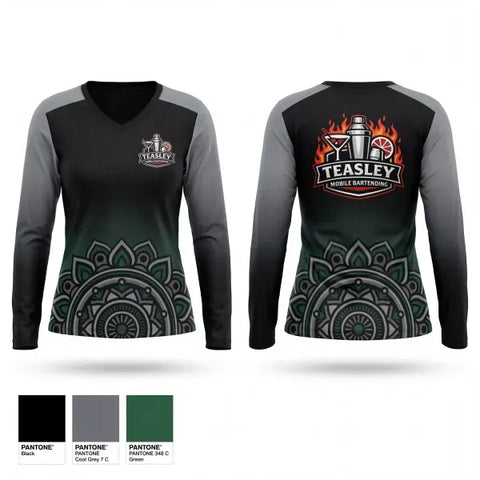 Womens Long Sleeve Vneck Shirt, Teasley hospitality group LLC, , Teamtime, Team time, sublimation, custom sports apparel, team uniforms, spirit wear, spiritwear, sports uniforms, custom shirts, team store, custom team store, fundraiser sports, apparel fundraiser