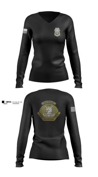 Womens Long Sleeve Vneck Shirt, Annapolis Police Crisis Negotiation Team, Police, Teamtime, Team time, sublimation, custom sports apparel, team uniforms, spirit wear, spiritwear, sports uniforms, custom shirts, team store, custom team store, fundraiser sports, apparel fundraiser