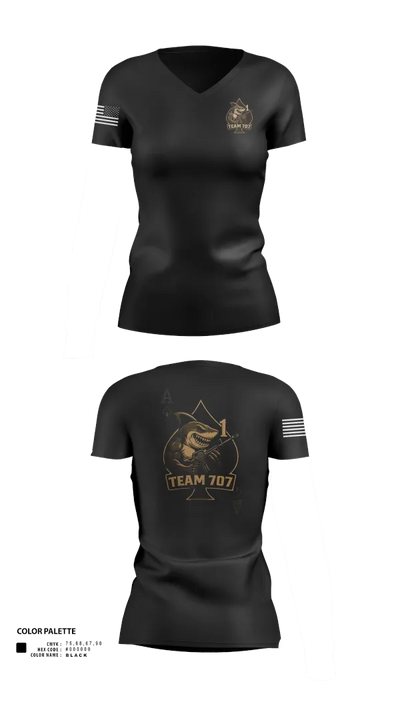 MESG1 TEAM 707 61403527 Women's Short Sleeve V-neck Shirt - 21