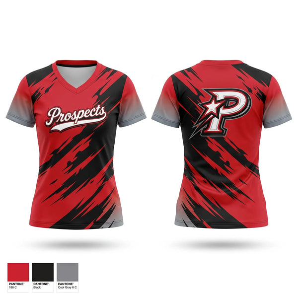 Womens Short Sleeve Vneck Shirt, South Georgia Prospects, Baseball, Teamtime, Team time, sublimation, custom sports apparel, team uniforms, spirit wear, spiritwear, sports uniforms, custom shirts, team store, custom team store, fundraiser sports, apparel fundraiser