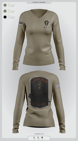 Womens Long Sleeve Vneck Shirt, Oscar Co, , Teamtime, Team time, sublimation, custom sports apparel, team uniforms, spirit wear, spiritwear, sports uniforms, custom shirts, team store, custom team store, fundraiser sports, apparel fundraiser