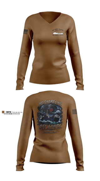 Womens Long Sleeve Vneck Shirt, MSV(L) 01, Army, Teamtime, Team time, sublimation, custom sports apparel, team uniforms, spirit wear, spiritwear, sports uniforms, custom shirts, team store, custom team store, fundraiser sports, apparel fundraiser