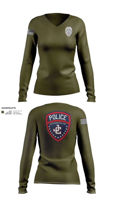 Jefferson College Police Department 39962708 Women's Long Sleeve V-neck Shirt - 23