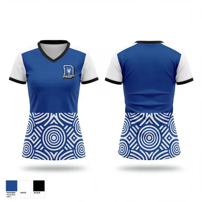 Dolgeville Blue Devils 80728885 Women's Short Sleeve V-neck Shirt - 1