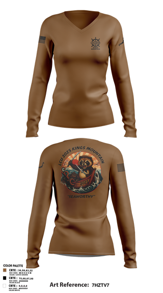 Womens Long Sleeve Vneck Shirt, LCU 2025 KINGS MOUNTAIN, Army, Teamtime, Team time, sublimation, custom sports apparel, team uniforms, spirit wear, spiritwear, sports uniforms, custom shirts, team store, custom team store, fundraiser sports, apparel fundraiser