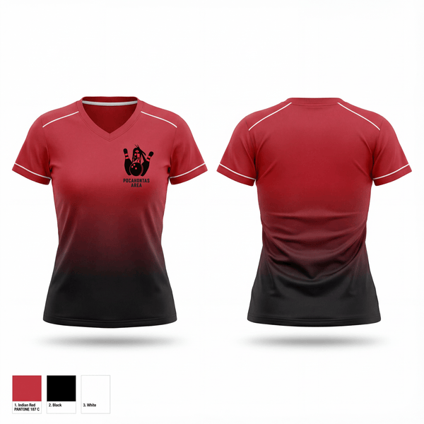 Womens Short Sleeve Vneck Shirt, Pocahontas Area, Bowling, Teamtime, Team time, sublimation, custom sports apparel, team uniforms, spirit wear, spiritwear, sports uniforms, custom shirts, team store, custom team store, fundraiser sports, apparel fundraiser