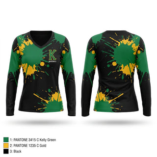 Womens Long Sleeve Vneck Shirt, Kennedy High School, Baseball, Teamtime, Team time, sublimation, custom sports apparel, team uniforms, spirit wear, spiritwear, sports uniforms, custom shirts, team store, custom team store, fundraiser sports, apparel fundraiser