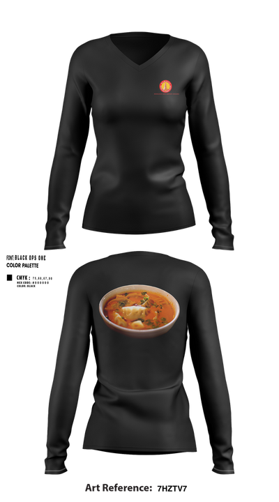 Namaste MoMo and Curry House 1830129 Women's Long Sleeve V-neck Shirt - 100