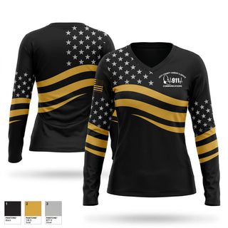 Womens Long Sleeve Vneck Shirt, LEVY COUNTY SHERIFF'S OFFICE 911 COMMUNICATIONS DIVISION, Police, Teamtime, Team time, sublimation, custom sports apparel, team uniforms, spirit wear, spiritwear, sports uniforms, custom shirts, team store, custom team store, fundraiser sports, apparel fundraiser