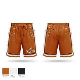 Athletic Shorts With Pockets, Lil’ Horns, Softball, Teamtime, Team time, sublimation, custom sports apparel, team uniforms, spirit wear, spiritwear, sports uniforms, custom shirts, team store, custom team store, fundraiser sports, apparel fundraiser