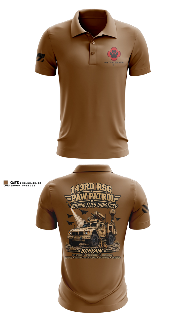 Short Sleeve Performance Polo, 143RD Regional Support Group, Army, Teamtime, Team time, sublimation, custom sports apparel, team uniforms, spirit wear, spiritwear, sports uniforms, custom shirts, team store, custom team store, fundraiser sports, apparel fundraiser