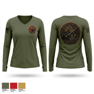 Womens Long Sleeve Vneck Shirt, D Company 2/278 MBCT, National Guard, Teamtime, Team time, sublimation, custom sports apparel, team uniforms, spirit wear, spiritwear, sports uniforms, custom shirts, team store, custom team store, fundraiser sports, apparel fundraiser