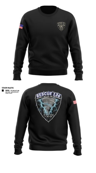 Crew Neck Sweatshirt, Rescue 136, Fire Department, Teamtime, Team time, sublimation, custom sports apparel, team uniforms, spirit wear, spiritwear, sports uniforms, custom shirts, team store, custom team store, fundraiser sports, apparel fundraiser