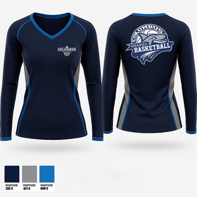 Columbus Sharks 16350057 Women's Long Sleeve V-neck Shirt - 1