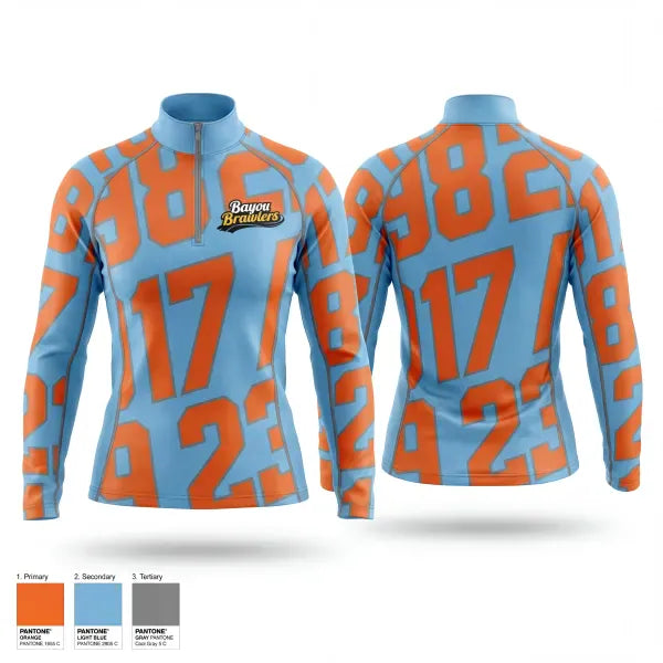 Quarter Zip Jacket, Satsuma Bayou Brawlers, Softball, Teamtime, Team time, sublimation, custom sports apparel, team uniforms, spirit wear, spiritwear, sports uniforms, custom shirts, team store, custom team store, fundraiser sports, apparel fundraiser