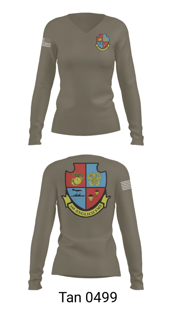 Women's Long Sleeve Vneck Shirt, 1st Anglico, , Teamtime, Team time, sublimation, custom sports apparel, team uniforms, spirit wear, spiritwear, sports uniforms, custom shirts, team store, custom team store, fundraiser sports, apparel fundraiser