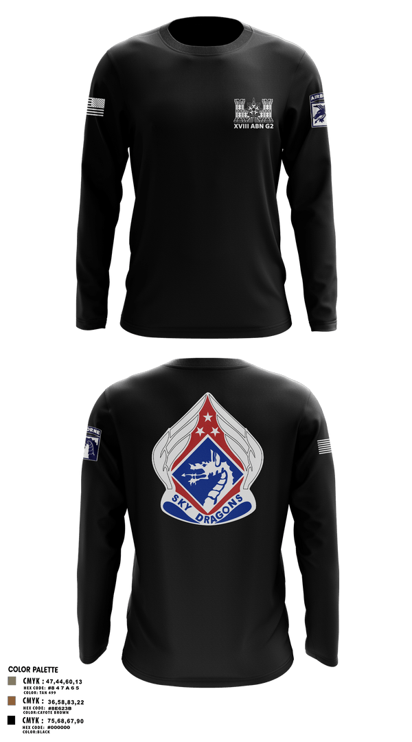 Long Sleeve Performance Shirt, XVIII ABN G2, Army, Teamtime, Team time, sublimation, custom sports apparel, team uniforms, spirit wear, spiritwear, sports uniforms, custom shirts, team store, custom team store, fundraiser sports, apparel fundraiser