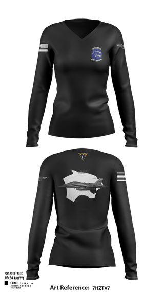 Women's Long Sleeve Vneck Shirt, VAQ-139 Cougars, Navy, Teamtime, Team time, sublimation, custom sports apparel, team uniforms, spirit wear, spiritwear, sports uniforms, custom shirts, team store, custom team store, fundraiser sports, apparel fundraiser