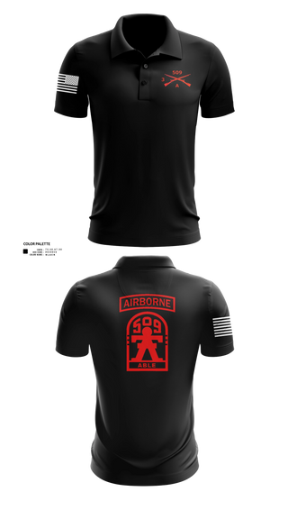 Short Sleeve Performance Polo, 3-509th Parachute Infantry BN Able Nation, , Teamtime, Team time, sublimation, custom sports apparel, team uniforms, spirit wear, spiritwear, sports uniforms, custom shirts, team store, custom team store, fundraiser sports, apparel fundraiser