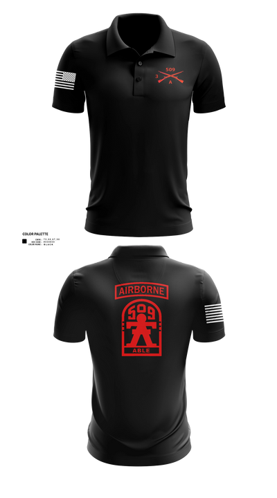 3-509th Parachute Infantry BN Able Nation 10459424 Short Sleeve Performance Polo - 21