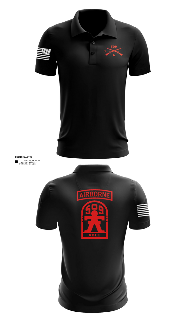 Short Sleeve Performance Polo, 3-509th Parachute Infantry BN Able Nation, , Teamtime, Team time, sublimation, custom sports apparel, team uniforms, spirit wear, spiritwear, sports uniforms, custom shirts, team store, custom team store, fundraiser sports, apparel fundraiser