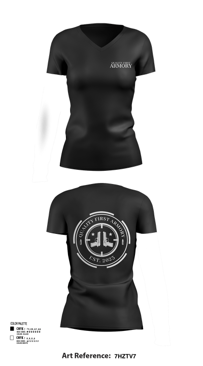 QUALITY FIRST ARMORY 36307547 Women's Short Sleeve V-neck Shirt - 30