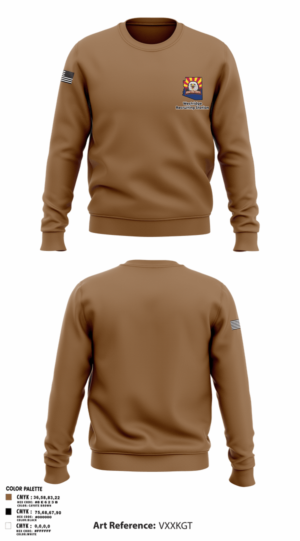 Crew Neck Sweatshirt, Westridge Recruiting Station, Army, Teamtime, Team time, sublimation, custom sports apparel, team uniforms, spirit wear, spiritwear, sports uniforms, custom shirts, team store, custom team store, fundraiser sports, apparel fundraiser