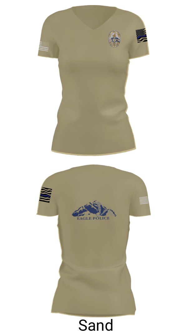Women's Short Sleeve Vneck Shirt, Eagle Police Department, Police, Teamtime, Team time, sublimation, custom sports apparel, team uniforms, spirit wear, spiritwear, sports uniforms, custom shirts, team store, custom team store, fundraiser sports, apparel fundraiser