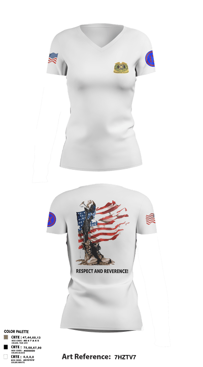 962D QUARTERMASTER COMPANY (MORTUARY AFFAIRS) 48662806 Women's Short Sleeve V-neck Shirt - 5