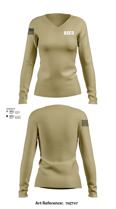ACSO 78594459 Women's Long Sleeve V-neck Shirt - 102