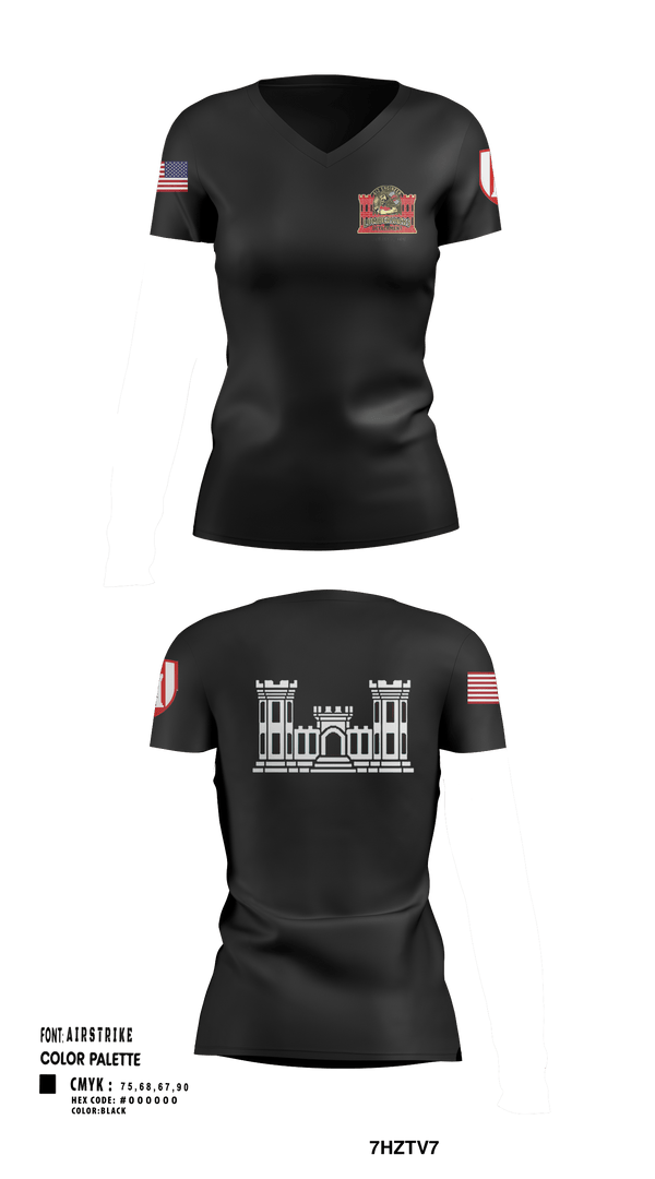 Women's Short Sleeve Vneck Shirt, 612 Engineer Detachment, , Teamtime, Team time, sublimation, custom sports apparel, team uniforms, spirit wear, spiritwear, sports uniforms, custom shirts, team store, custom team store, fundraiser sports, apparel fundraiser