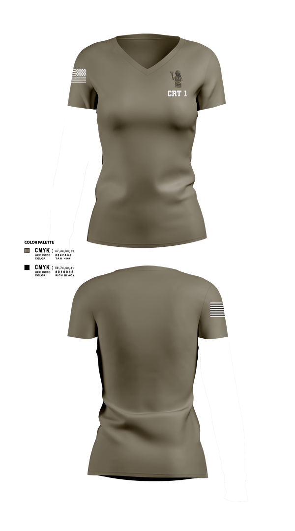 Women's Short Sleeve Vneck Shirt, CRT 1, Army, Teamtime, Team time, sublimation, custom sports apparel, team uniforms, spirit wear, spiritwear, sports uniforms, custom shirts, team store, custom team store, fundraiser sports, apparel fundraiser
