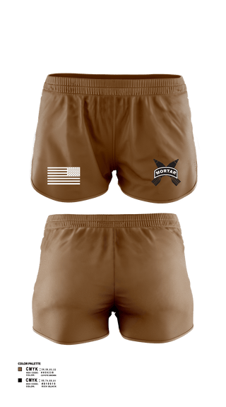 Women's Shorts, Mortars, Army, Teamtime, Team time, sublimation, custom sports apparel, team uniforms, spirit wear, spiritwear, sports uniforms, custom shirts, team store, custom team store, fundraiser sports, apparel fundraiser